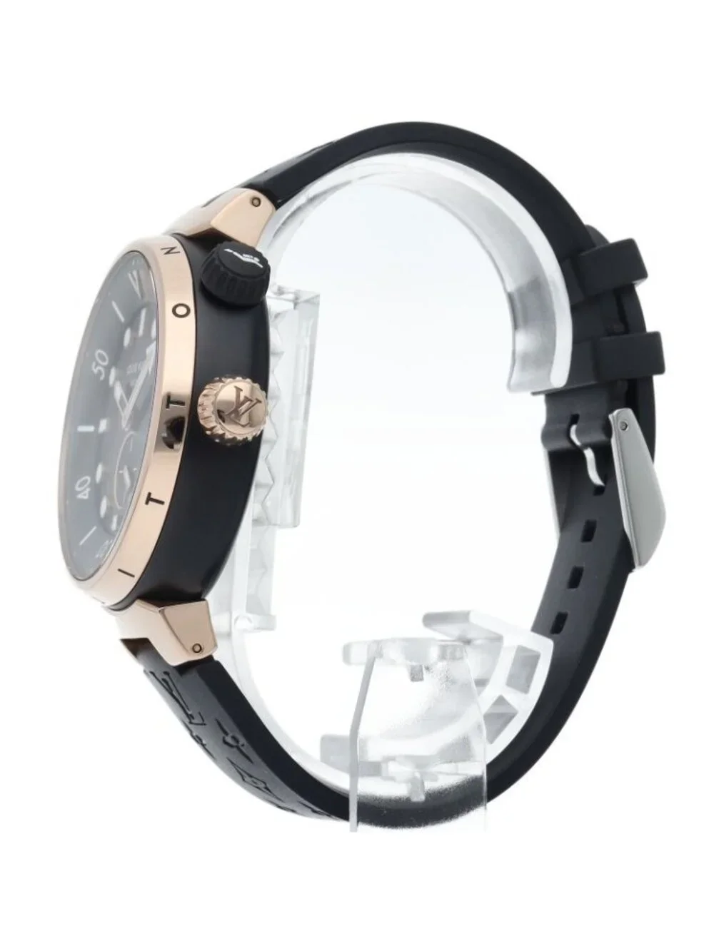 Louis Vuitton Tambour Street Diver Black Blaze Watch Box 18k Pink Gold SS Rubber